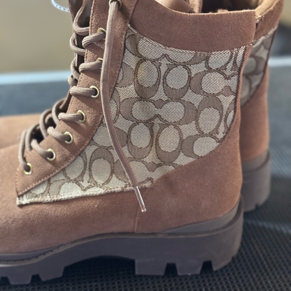 NWOB COACH khaki signature jacquard city sole boot men’s size 12 - Picture 7 of 13
